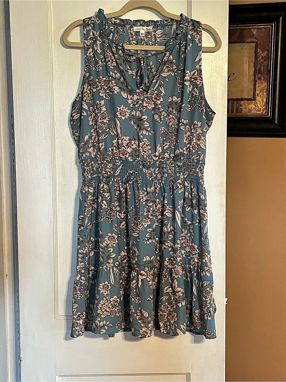 Nine Britton Floral Mini Dress in Blue Size Large Like New